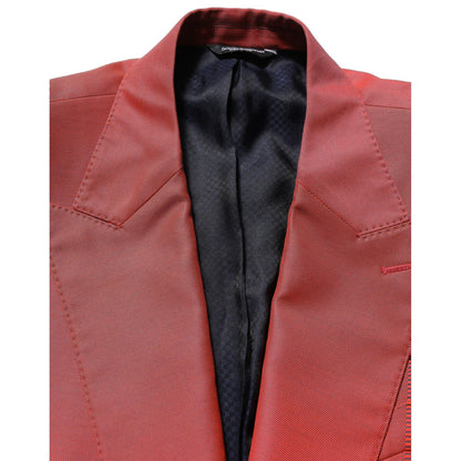 Dolce & Gabbana Red Wool Single Breasted Men Blazer Jacket