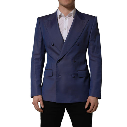 Dolce & Gabbana Blue Wool Double Breasted Men Blazer Jacket