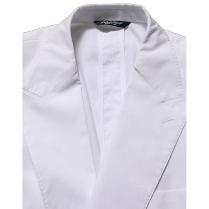 Dolce & Gabbana White Cotton Double Breasted Blazer Jacket