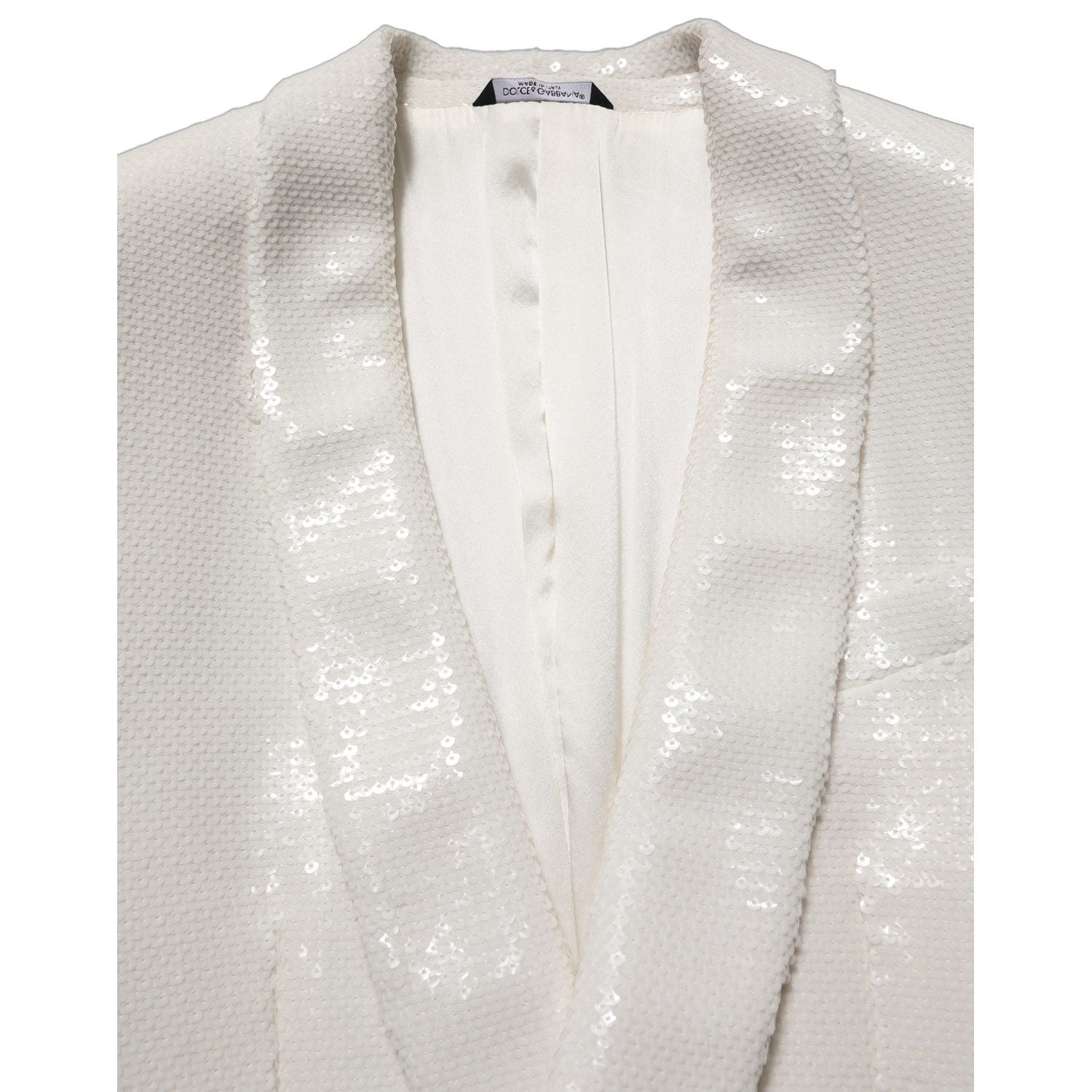 Dolce & Gabbana White Viscose Single Breasted Blazer Jacket