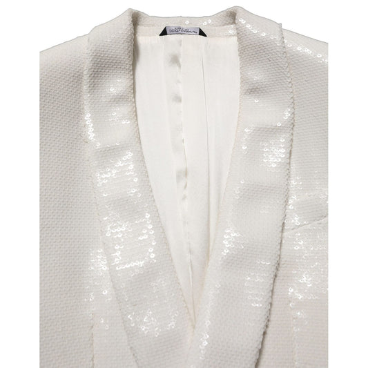 Dolce & Gabbana White Viscose Single Breasted Blazer Jacket