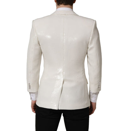 Dolce & Gabbana White Viscose Single Breasted Blazer Jacket