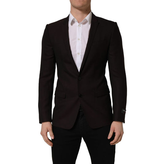 Dolce & Gabbana Brown Wool GOLD Single Breasted Men Jacket