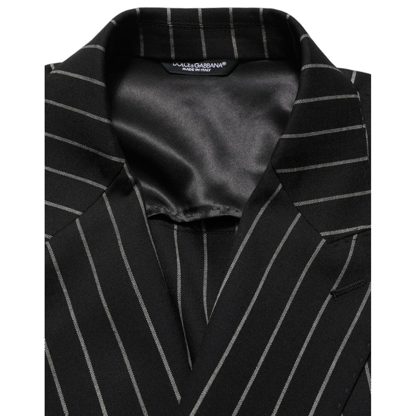 Dolce & Gabbana Black Stripes Wool Double Breasted Jacket