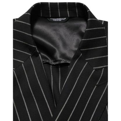 Dolce & Gabbana Black Stripes Wool Double Breasted Jacket