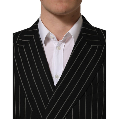 Dolce & Gabbana Black Stripes Wool Double Breasted Jacket
