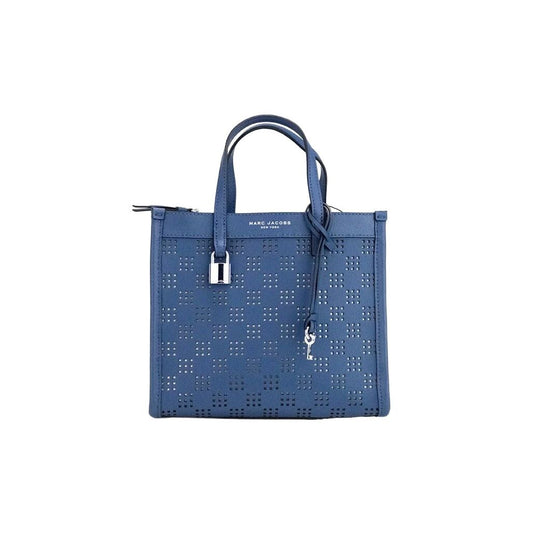 Marc Jacobs Mini Grind Blue Sea Perforated Leather Crossbody Tote Bag Purse
