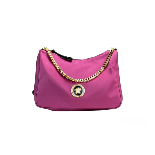 Versace Small Dahlia Nylon Fabric Medusa Pendant Crossbody Shoulder Purse Bag