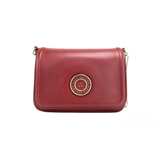 Marc Jacobs Medium Metal Signet Syrah Smooth Leather Flap Crossbody Purse Bag