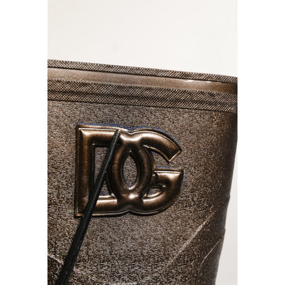 Dolce & Gabbana Bronze PVC Pull On Rain Boots Men Shoes