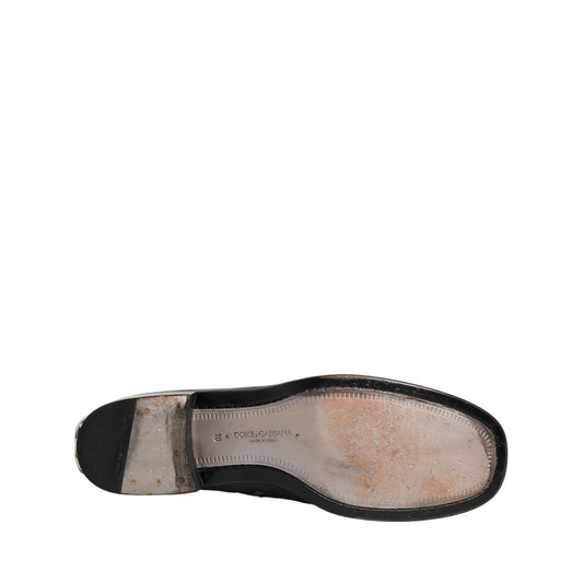 Dolce & Gabbana Black Leather Logo Short Ankle Boots Shoes