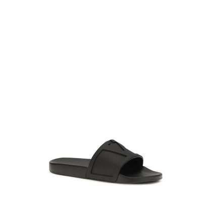 Valentino Garavani Black Rubber Flat Sandals