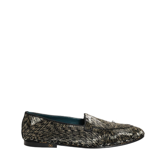 Dolce & Gabbana Black Silver Embellished Dress Loafers Shoes