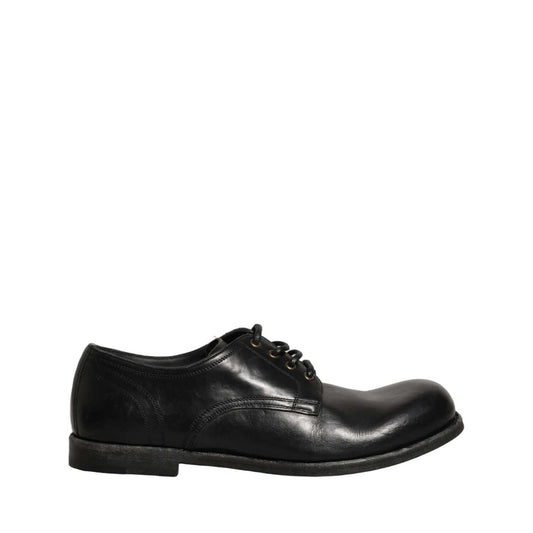 Dolce & Gabbana Black Leather Men Derby Dress Formal Shoes