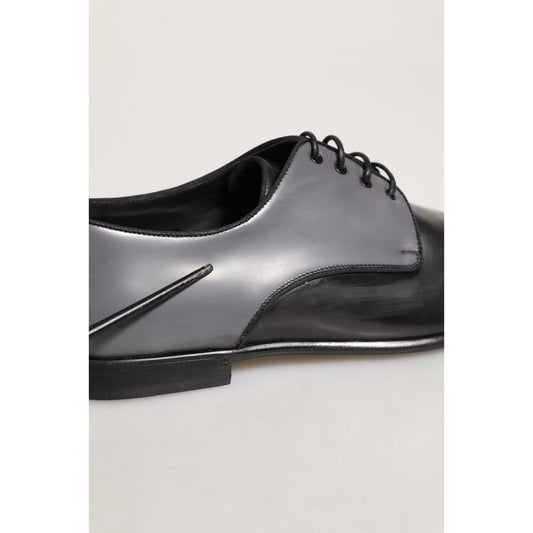 Dolce & Gabbana Black Leather Men Derby Dress Formal Shoes