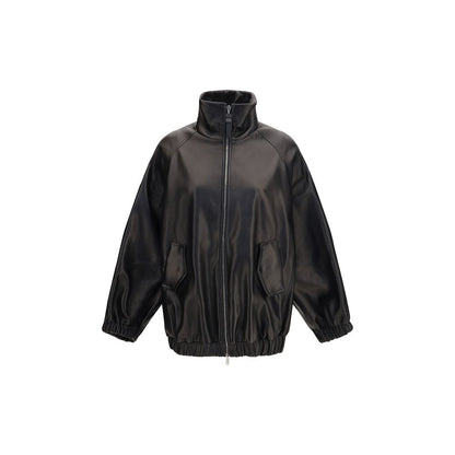 Brunello Cucinelli Black Lamb Ovis Aries Leather Jacket