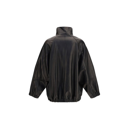 Brunello Cucinelli Black Lamb Ovis Aries Leather Jacket