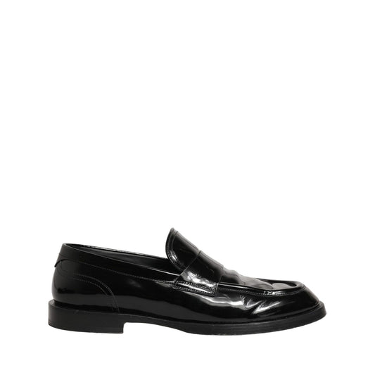 Dolce & Gabbana Black Leather Formal Men Dress Loafers Shoes