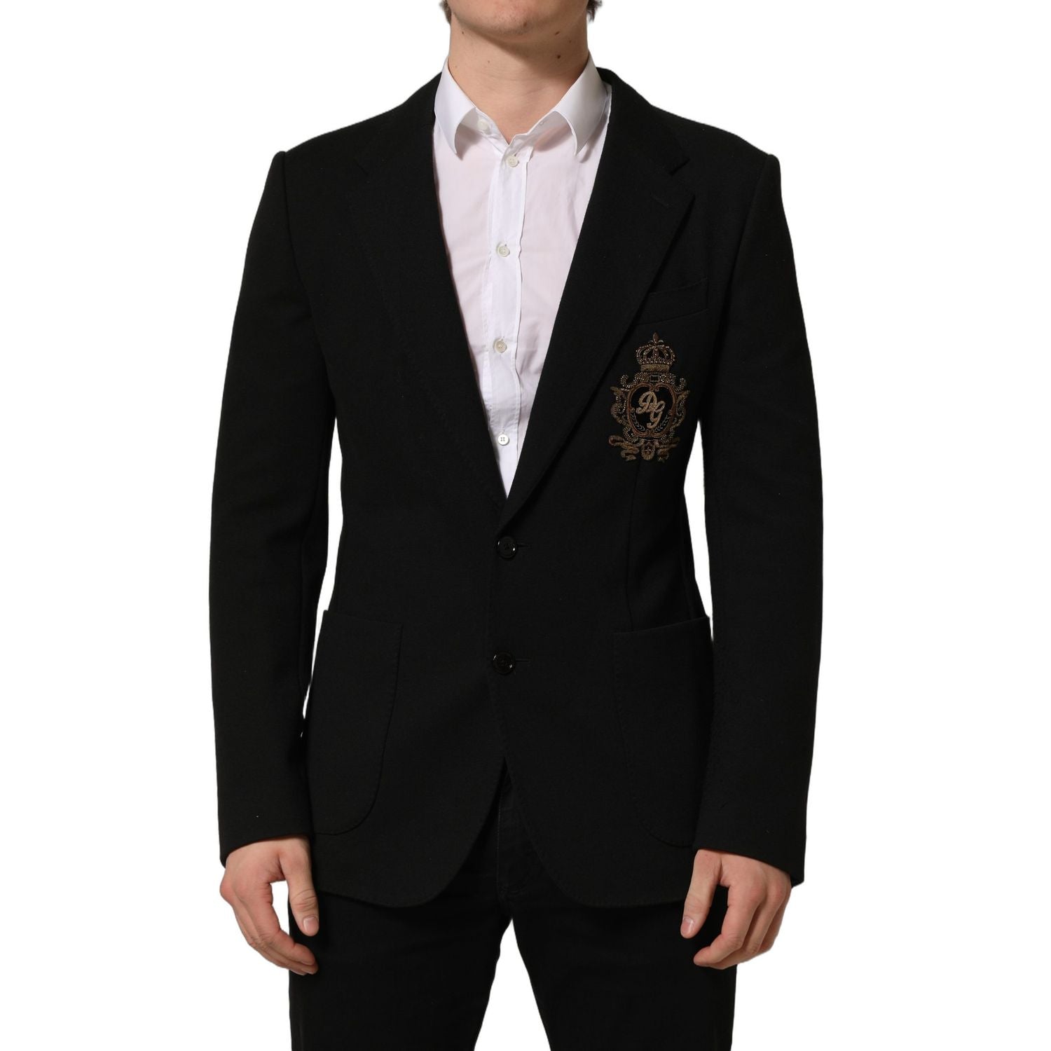 Dolce & Gabbana Black Logo Crest SingleBreasted Coat Blazer