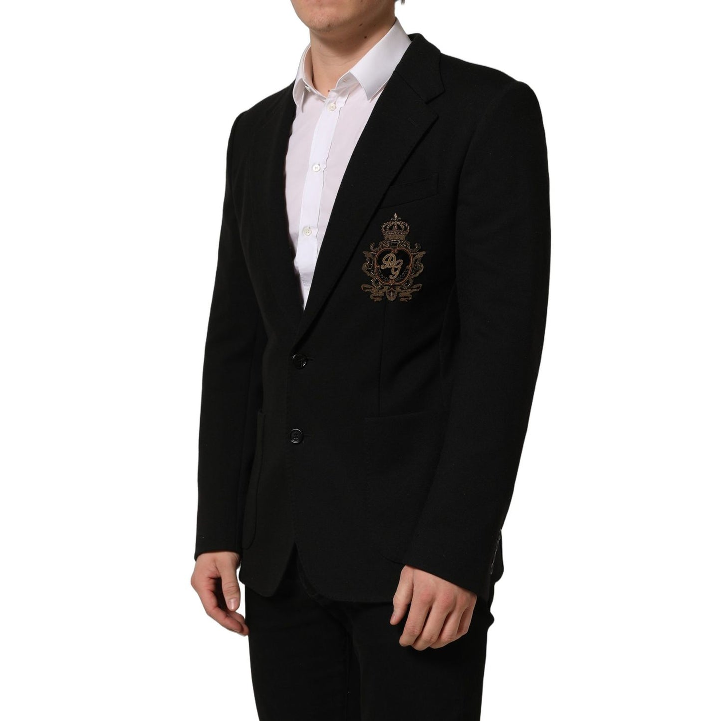 Dolce & Gabbana Black Logo Crest SingleBreasted Coat Blazer