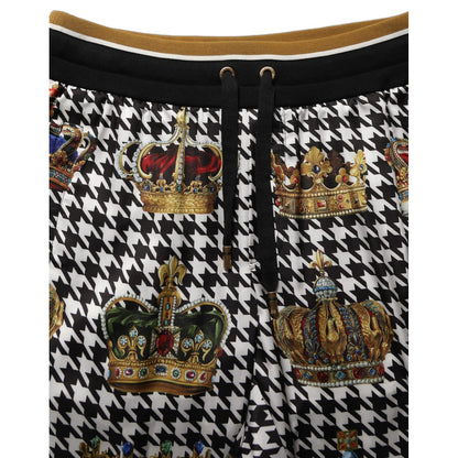 Dolce & Gabbana Multicolor Houndstooth Crown Men Sweatpants Pants