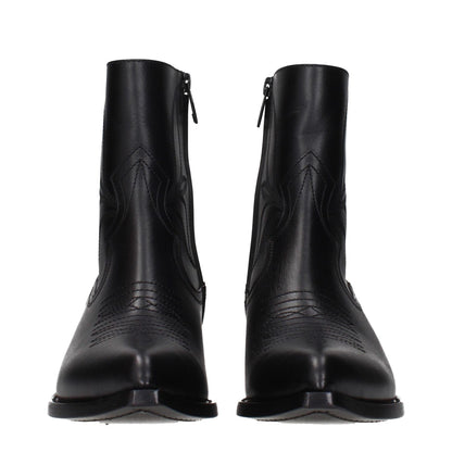 Celine Black Leather Ankle Boots