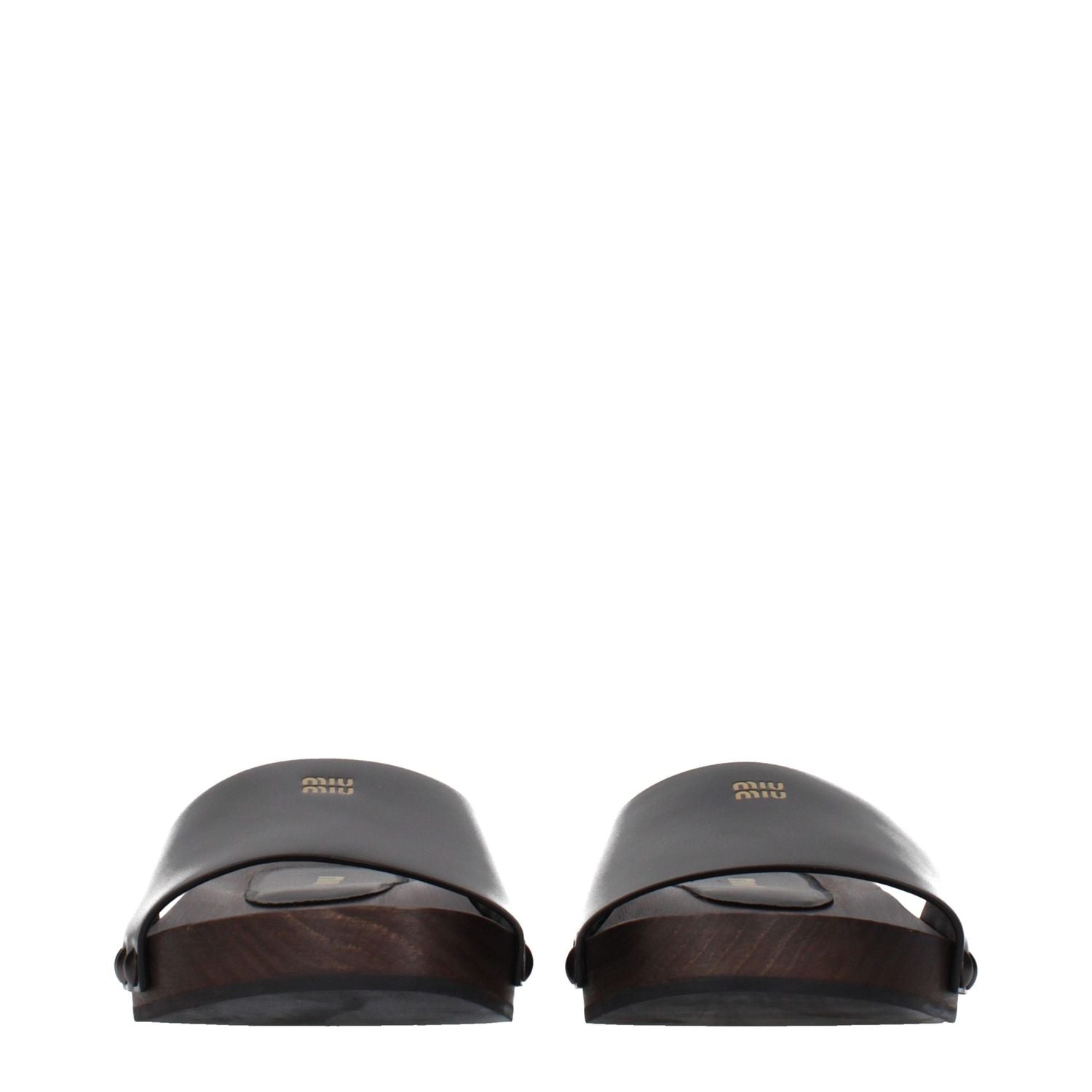 Miu Miu Black Leather Slippers