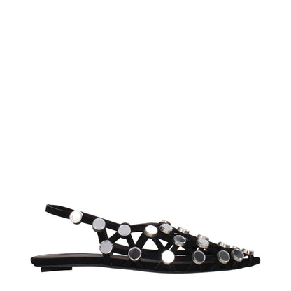 The Attico Black Leather Ballet Flats