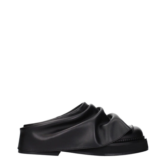The Attico Black Leather Slippers