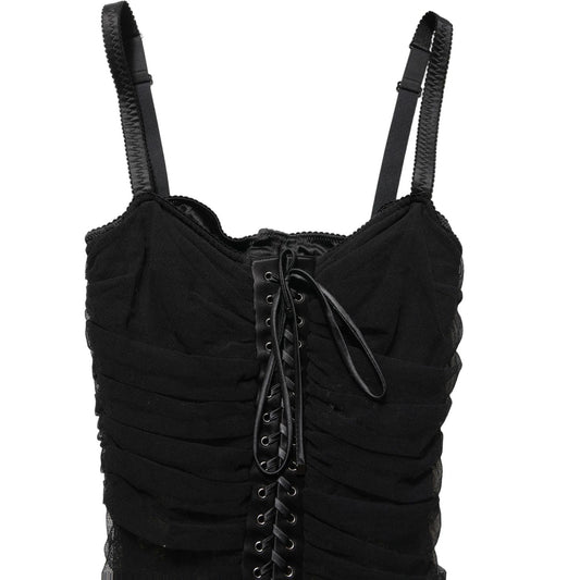Dolce & Gabbana Black Bodycon Fitted Corset Style Mini Dress