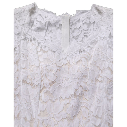 Dolce & Gabbana White Floral Lace Mermaid Long Gown Dress