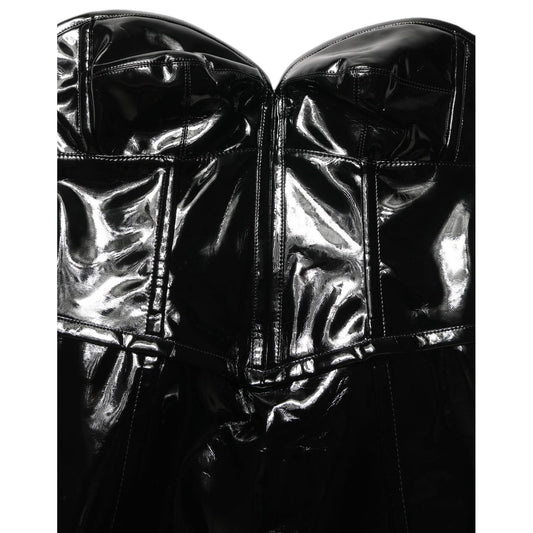 Dolce & Gabbana Black Patent Leather Corset Style Mini Dress