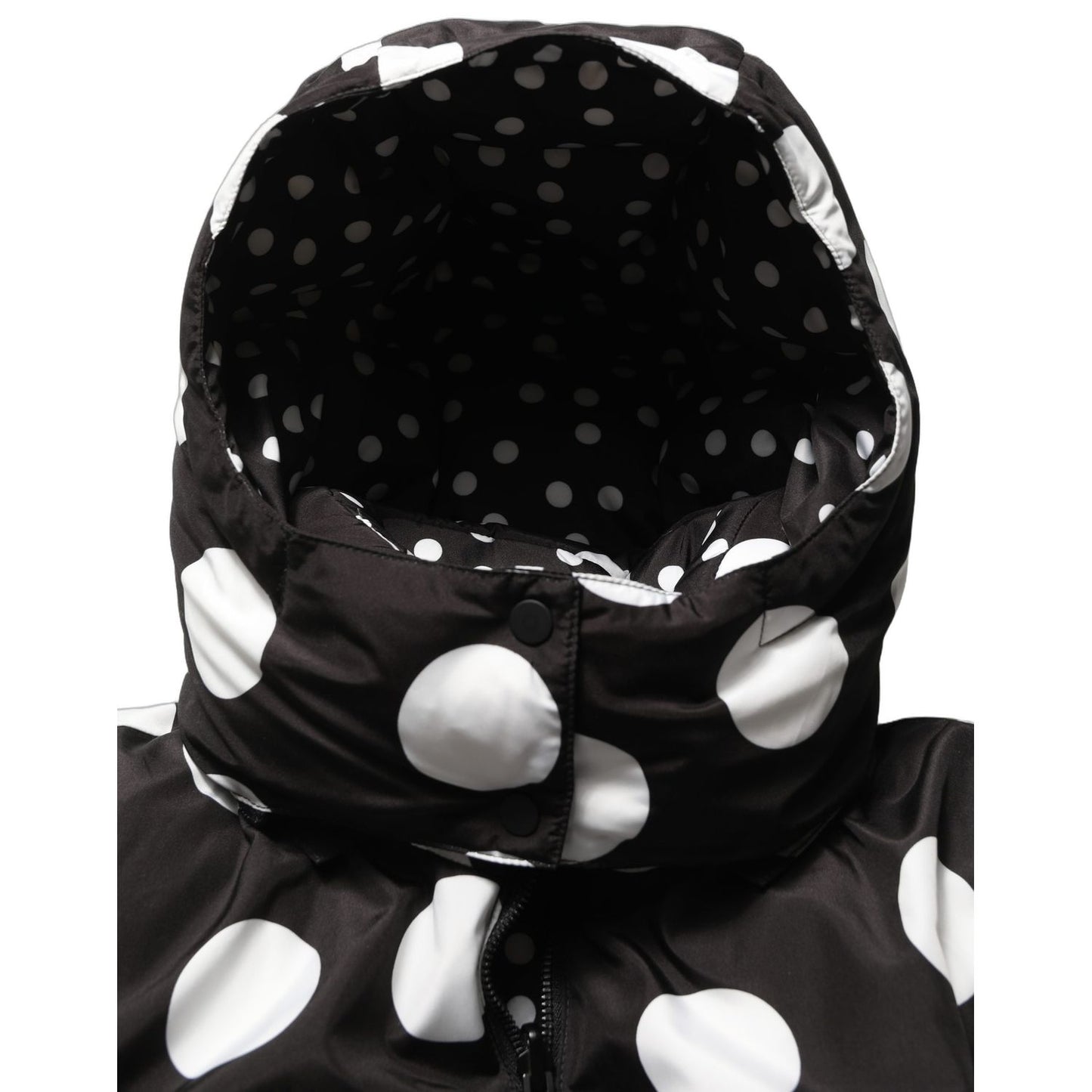 Dolce & Gabbana Black White Polka Dot Hooded Blouson Jacket