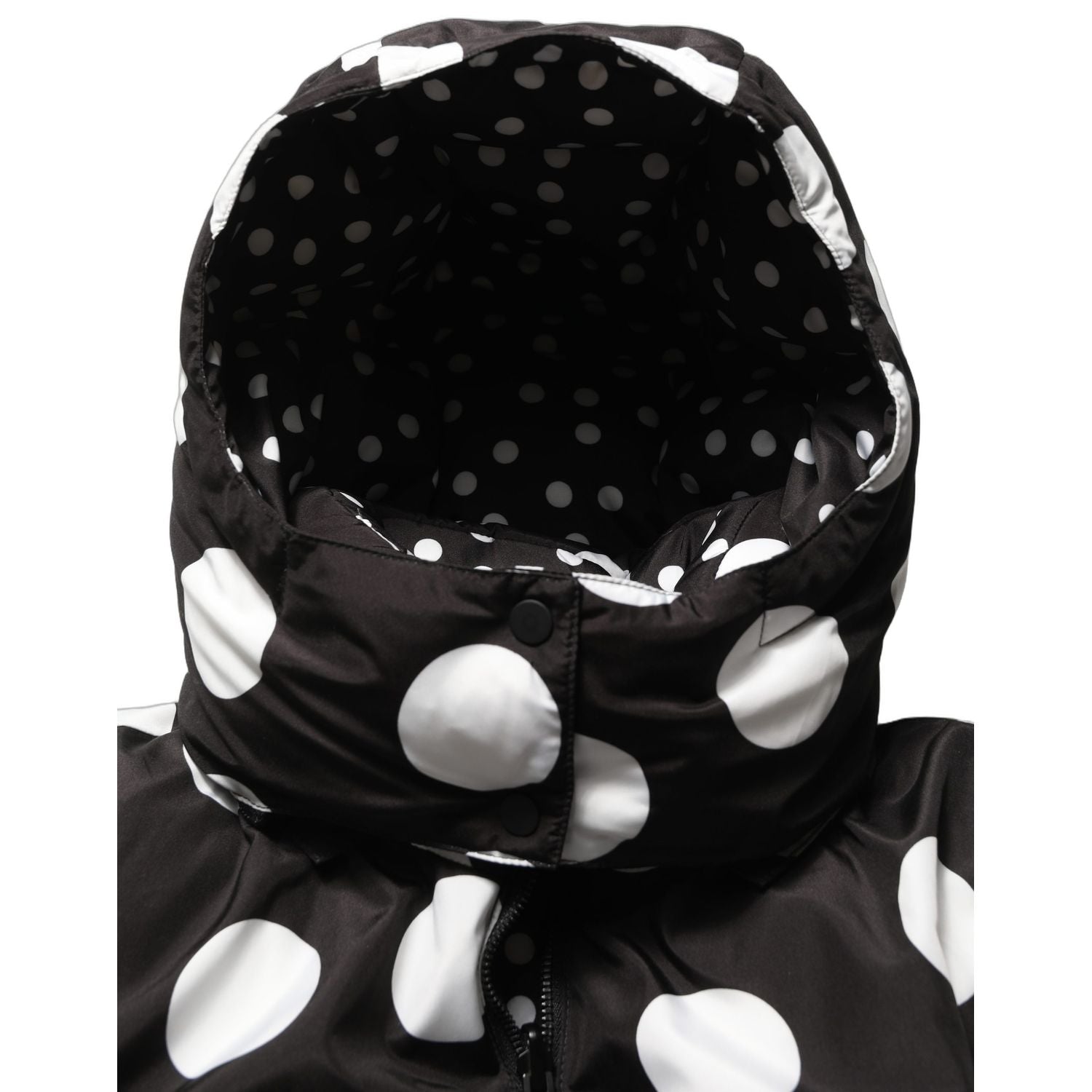 Dolce & Gabbana Black White Polka Dot Hooded Blouson Jacket