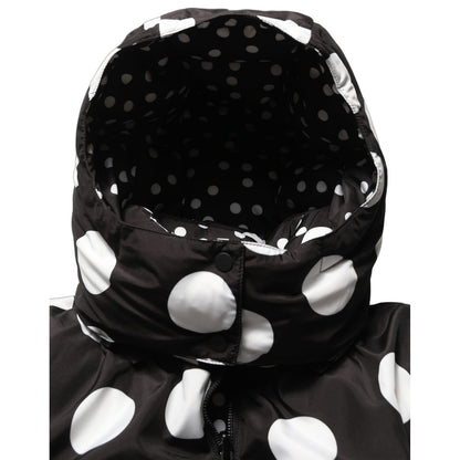 Dolce & Gabbana Black White Polka Dot Hooded Blouson Jacket