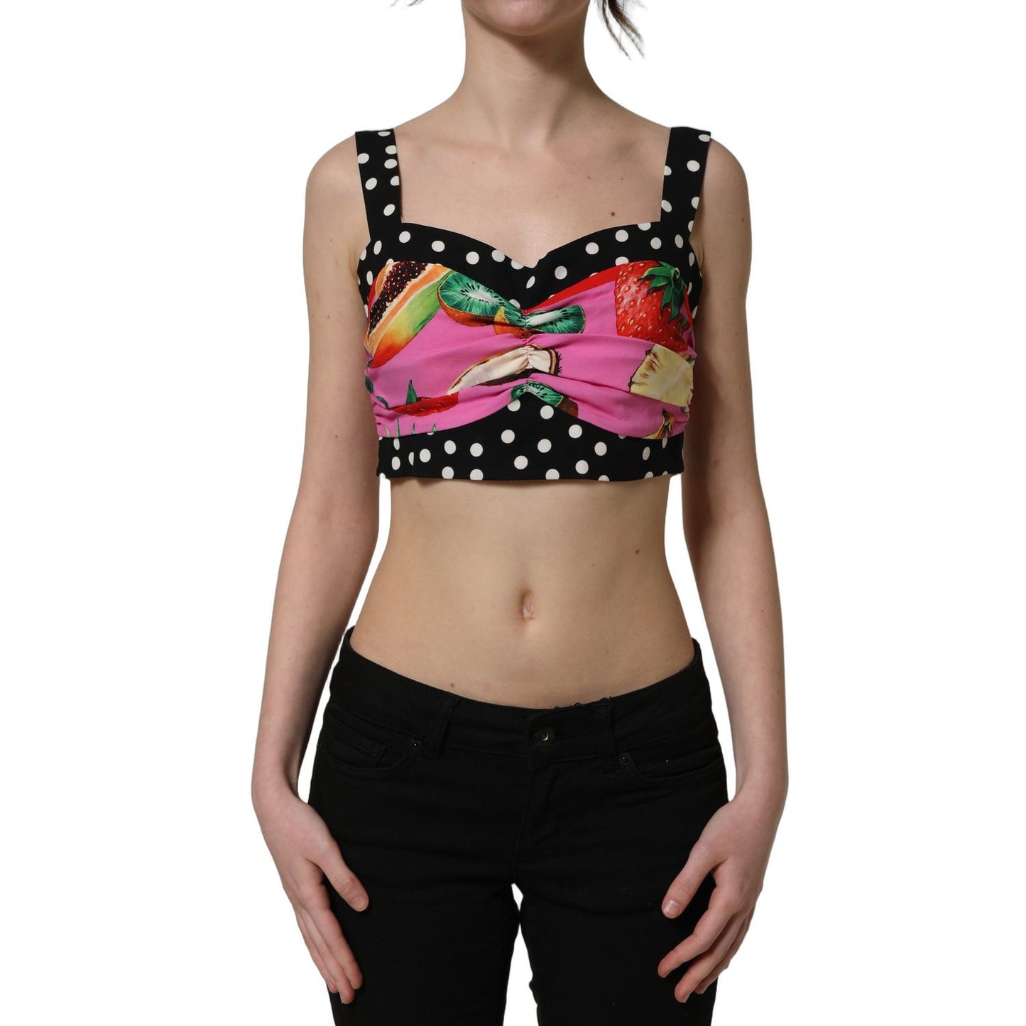 Dolce & Gabbana Multicolor Silk Cropped Bustier Corset Top