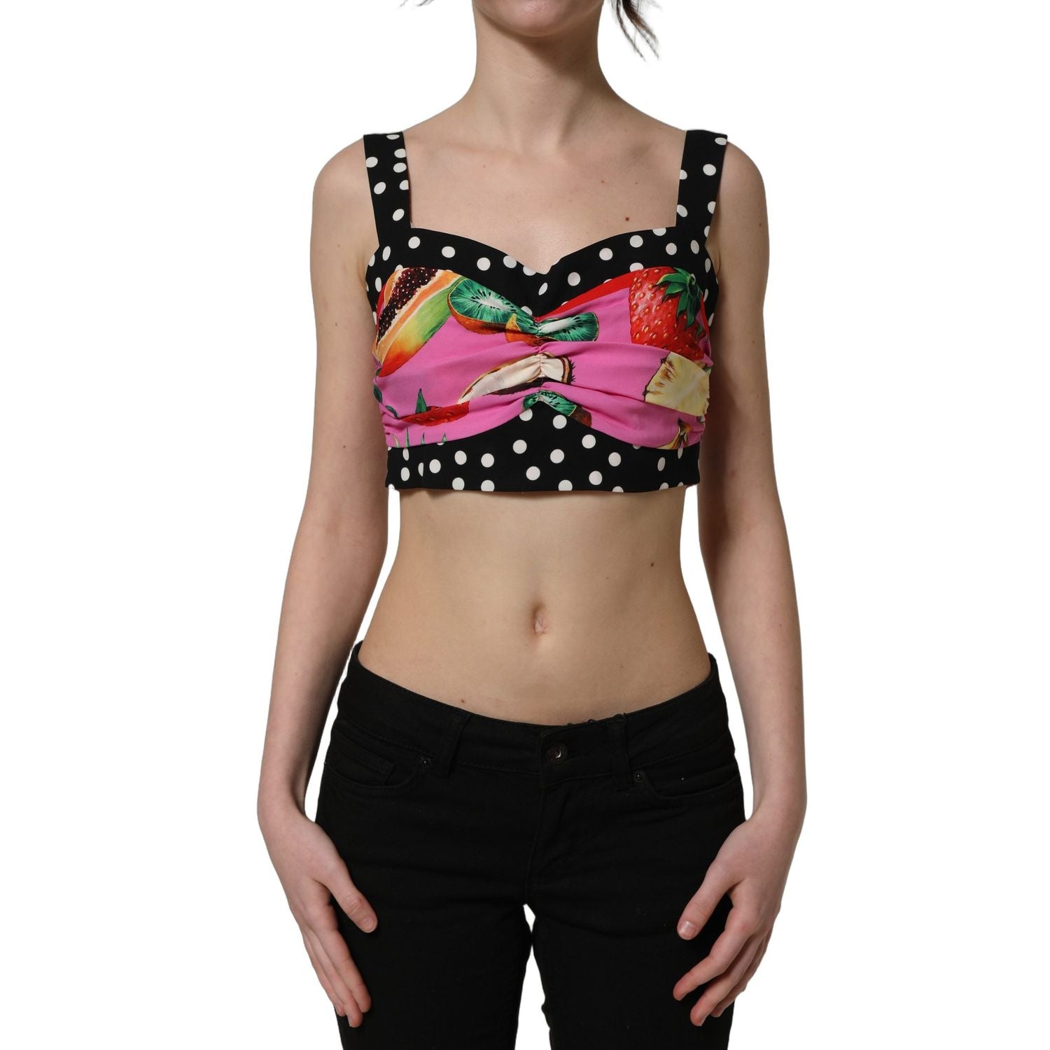 Dolce & Gabbana Multicolor Silk Cropped Bustier Corset Top