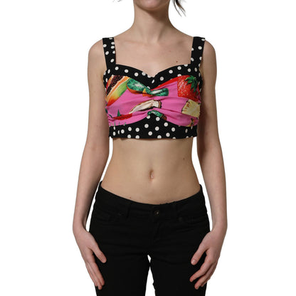 Dolce & Gabbana Multicolor Silk Cropped Bustier Corset Top