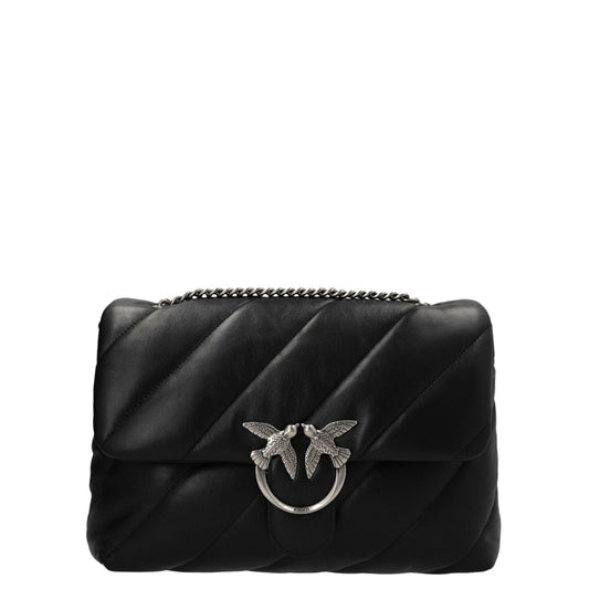 PINKO Black Lamb Leather Crossbody Bag