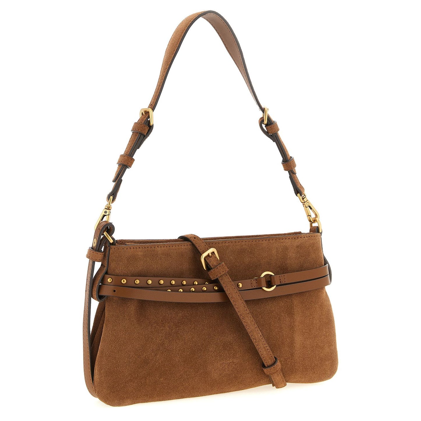 PINKO Brown Lamb Leather Shoulder Bag