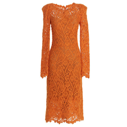 Ermanno Scervino Orange Wool Midi Dress