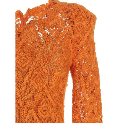 Ermanno Scervino Orange Wool Midi Dress
