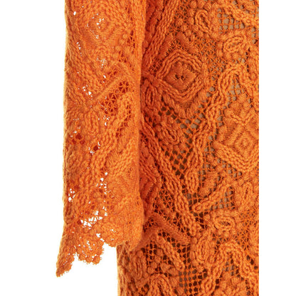 Ermanno Scervino Orange Wool Midi Dress
