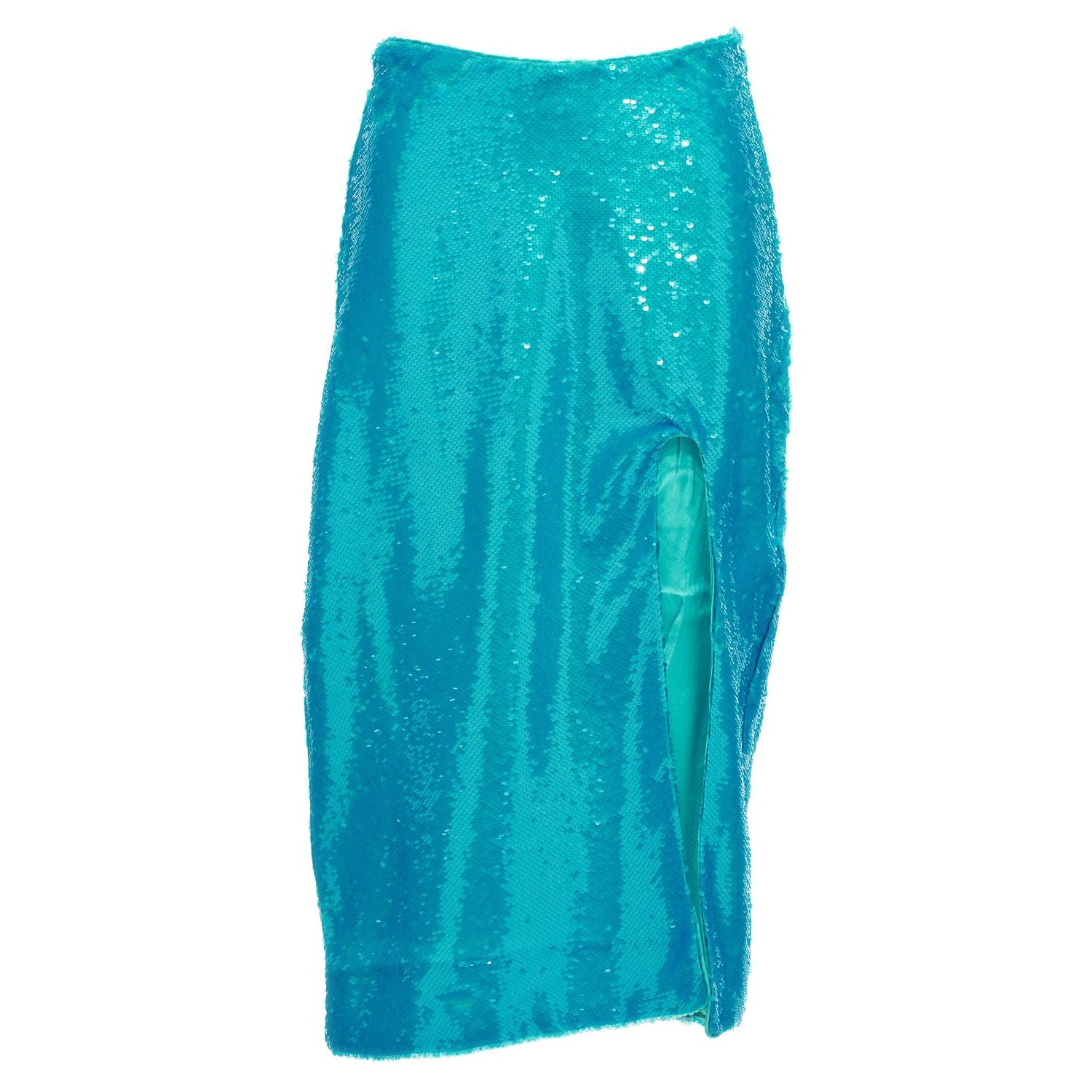 Ganni Blue Recycled Polyester Midi Skirt