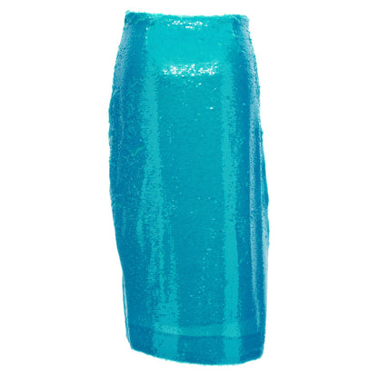 Ganni Blue Recycled Polyester Midi Skirt