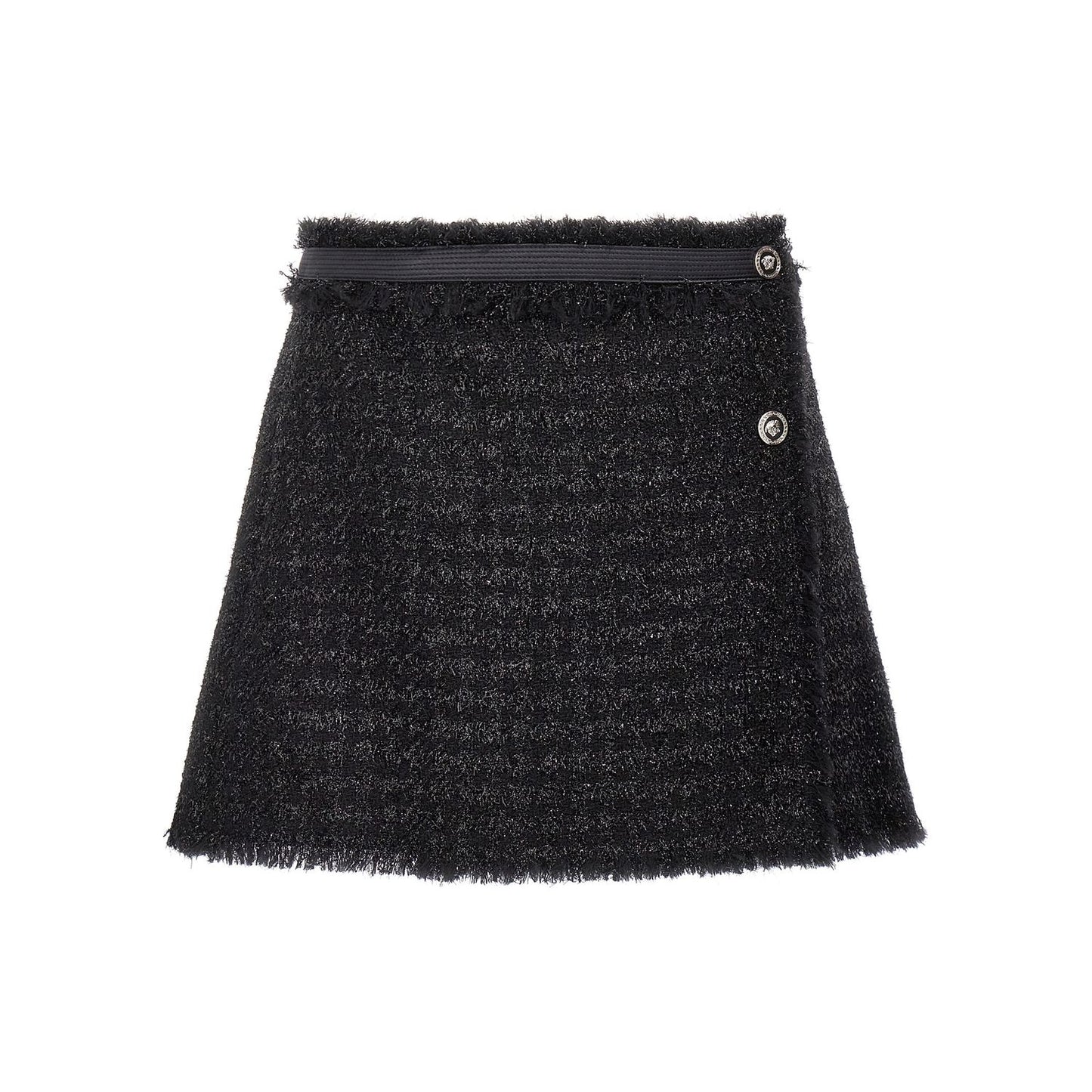 Versace Black Virgin Wool Long Skirt