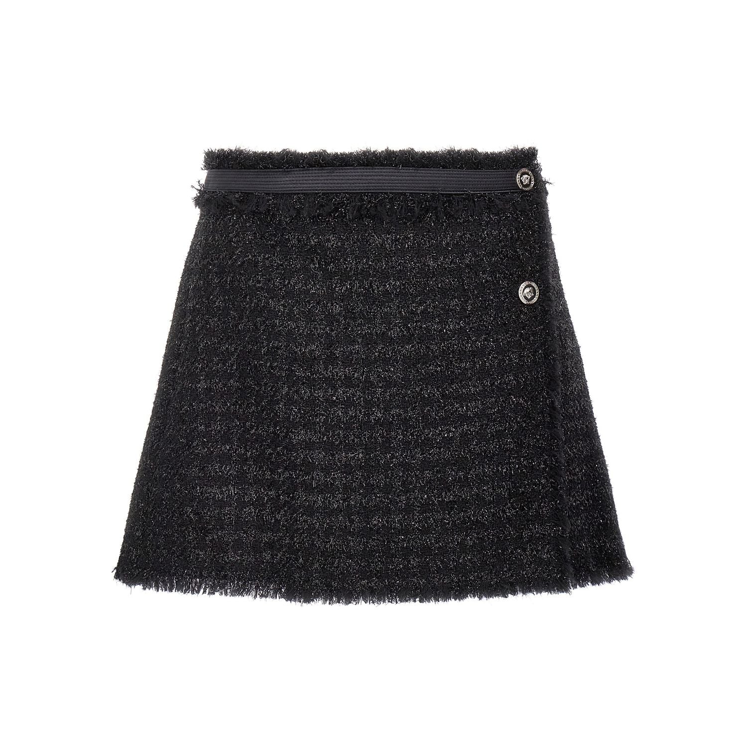 Versace Black Virgin Wool Long Skirt