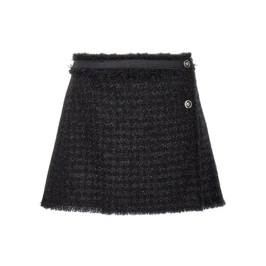 Versace Black Virgin Wool Long Skirt