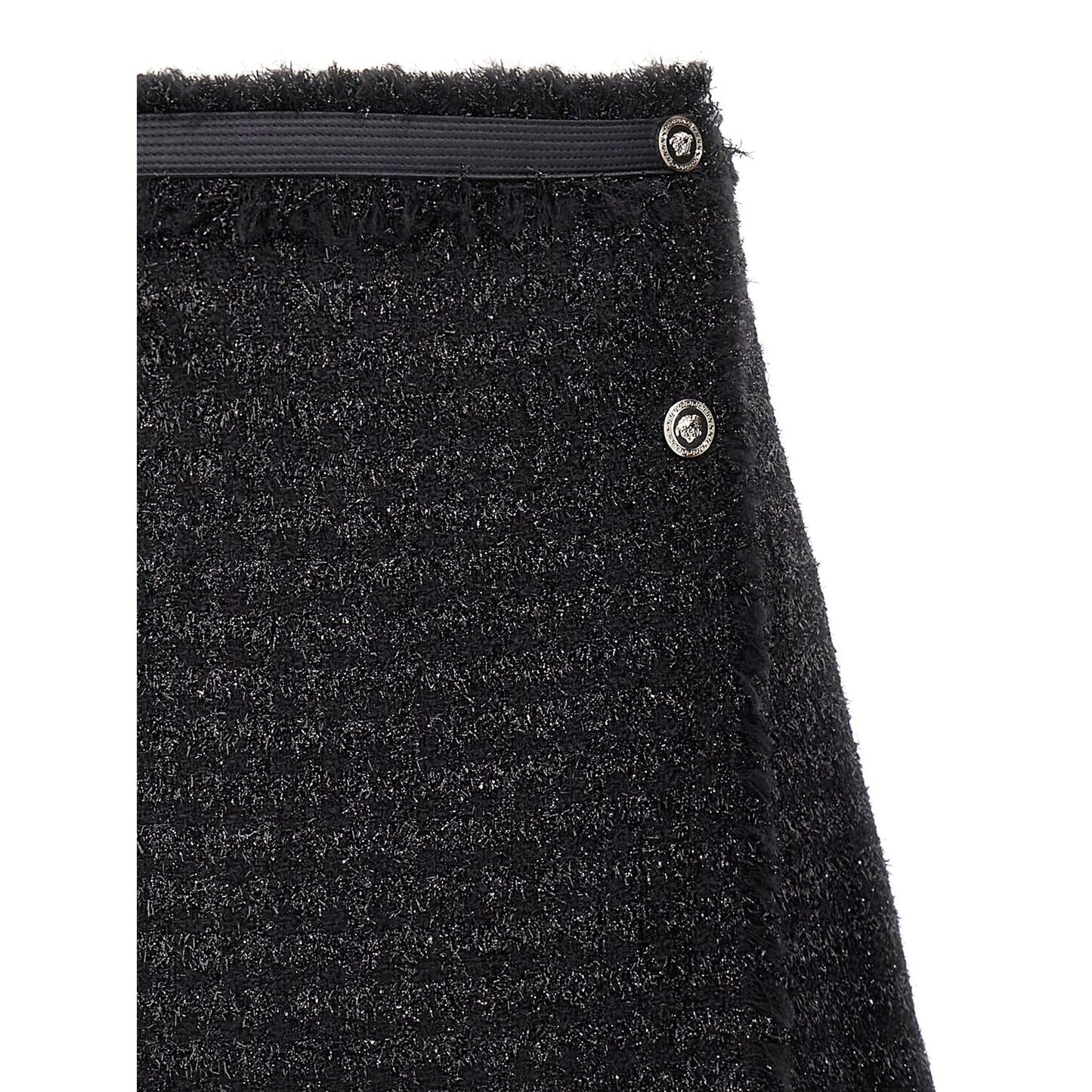 Versace Black Virgin Wool Long Skirt