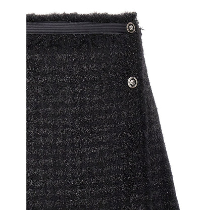 Versace Black Virgin Wool Long Skirt